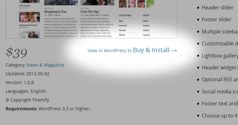 Jumps you straight into your WordPress installation.