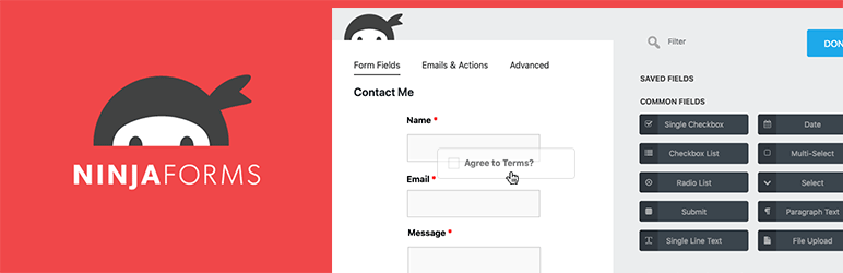 Plugin banner image for the Ninja Forms WordPress contact form plugin
